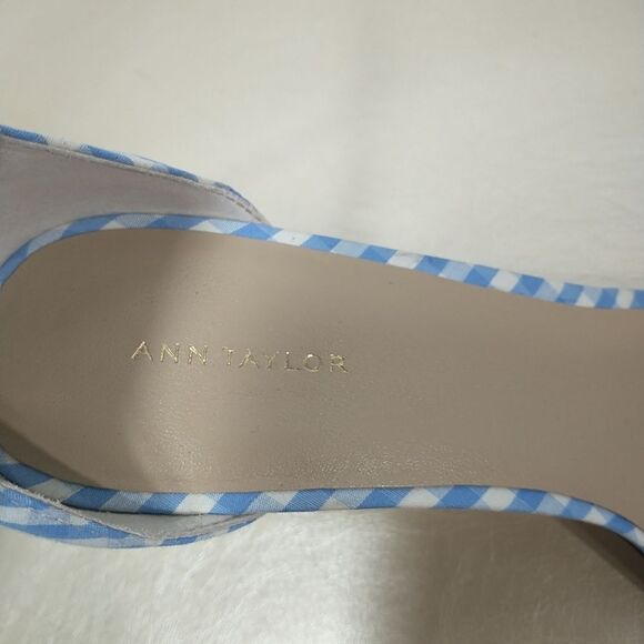 Ann Taylor Woman's SZ 11M Blue White Kingsley Gingham Bow Sandals. - Picture 4 of 11